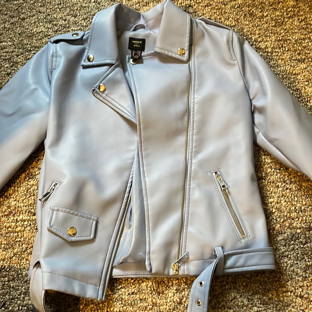 Forever 21 periwinkle girls faux leather jacket, 13-14